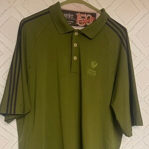 adidas Olive Green Polo Shirt with Black Stripes